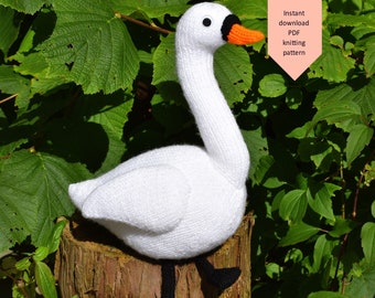 Yvonne the swan knitting pattern PDF instant download (knitted amigurumi toy / bird / softie / animal / wildlife / cute / nursery decor)