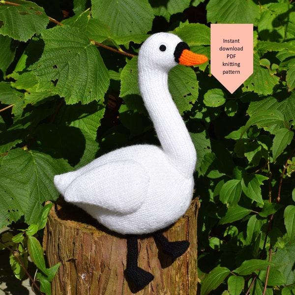 Yvonne the swan knitting pattern PDF instant download (knitted amigurumi toy / bird / softie / animal / wildlife / cute / nursery decor)