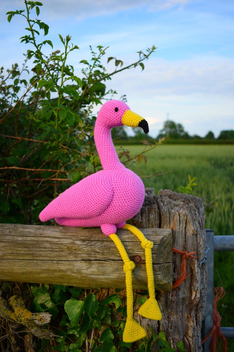 Crochet pattern English/UK terms Fabio flamingo amigurumi toy PDF instant download bird / pink / tropical / animal / softie / nursery image 4