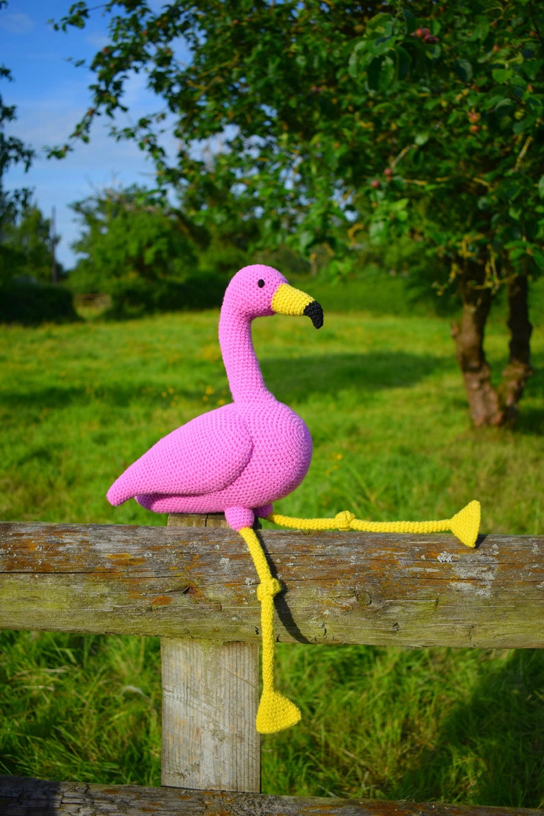 Crochet pattern English/UK terms Fabio flamingo amigurumi toy PDF instant download bird / pink / tropical / animal / softie / nursery image 6