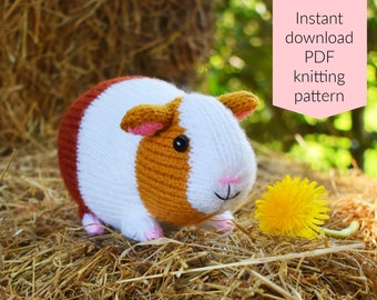 Gordon the guinea pig knitting pattern PDF instant download (knitted amigurumi toy / pet / hamster / softie / animal / nursery decor)