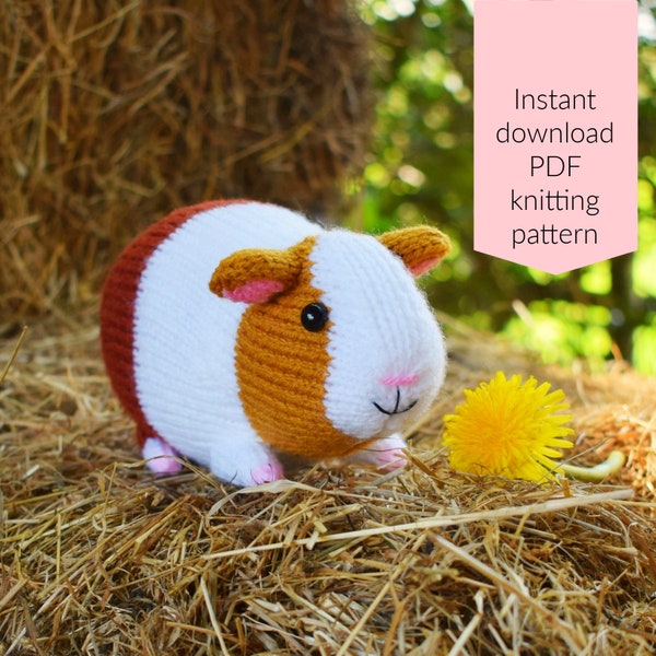 Gordon the guinea pig knitting pattern PDF instant download (knitted amigurumi toy / pet / hamster / softie / animal / nursery decor)