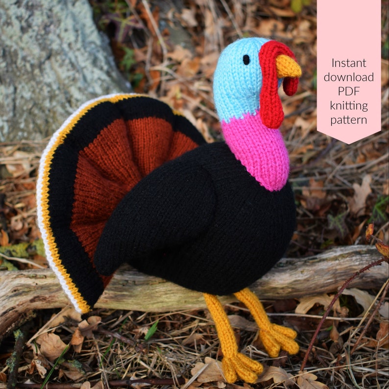 Trevor the turkey knitting pattern PDF instant download knitted amigurumi toy / Christmas / thanksgiving / bird / festive / softie /animal image 1