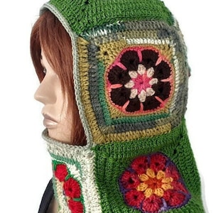 Knit Balaclava, Crochet Balaclava, Granny Square Hat, Knit Clothing Women, Colorful Balaclava, Mohair Balaclava, Handmade Hat, Gift Women