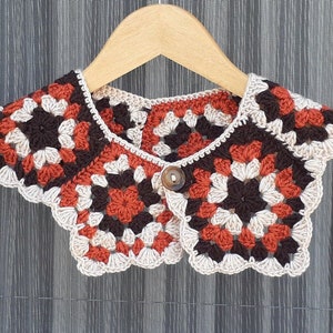 Fall Accessories Crochet, granny square Afghan Collar, Boho Dress collar, Detachable Collar, Gift for Her, Necklace Women accessory