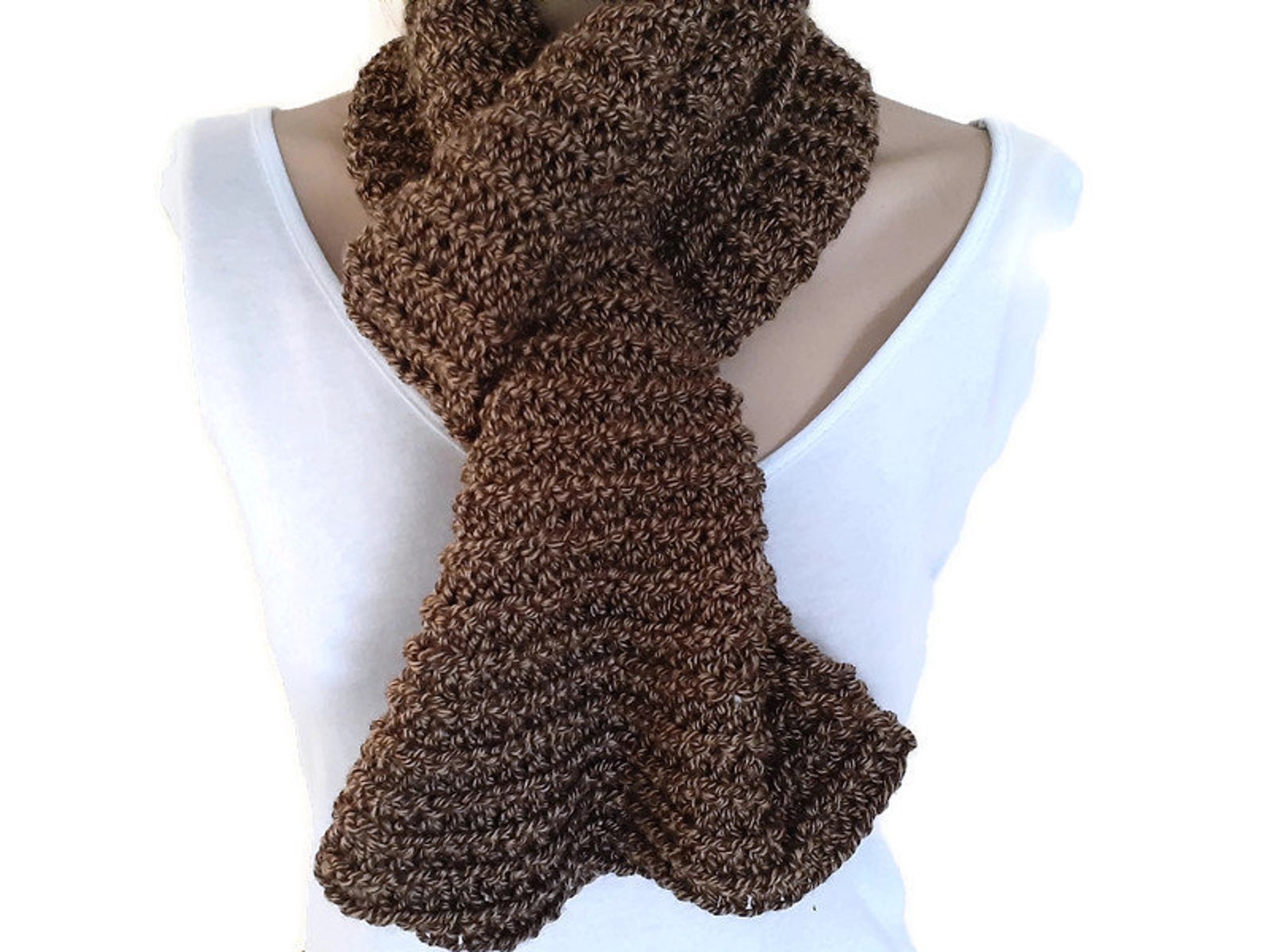 Brown chunky knit scarf Men knit scarf Mens winter scarf Etsy