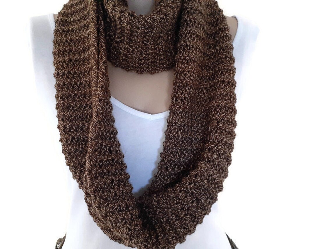 Brown chunky knit scarf Men knit scarf Mens winter scarf Etsy