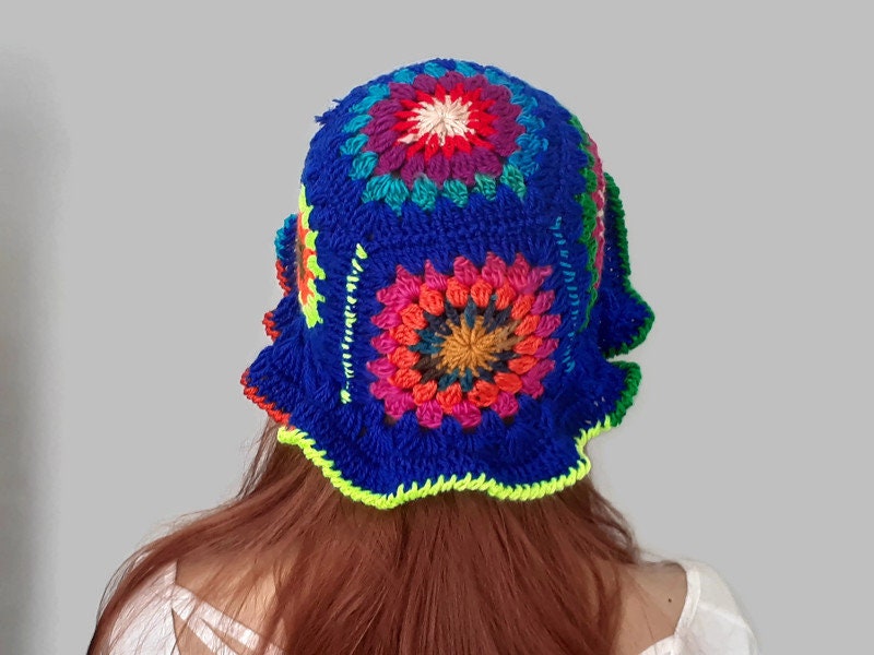 Crochet Bucket Hat, Hearth Hat, Hippi Hat, Retro Style