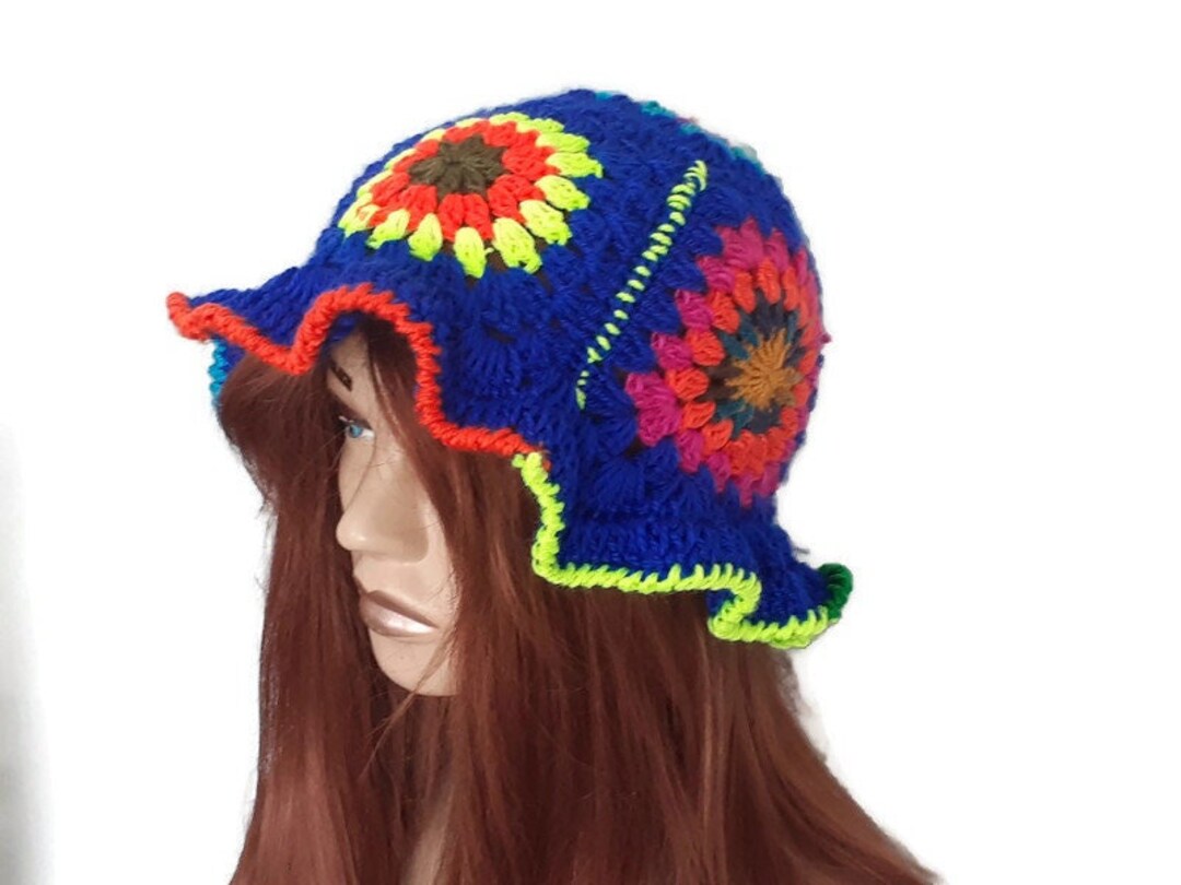 Crochet Bucket Hat, Hearth Hat, Hippi Hat, Retro Style Crochet Bucket Hat, Hearth Hat, Hippi Hat, Retro Style