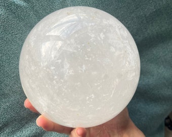 Giant Clear Quartz Sphere Crystal // 7.2 LBS - Display Piece, rainbows , Stone of Clarity / home decor - Chakra zen