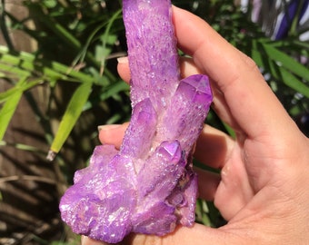 Sparkling Purple Aura Quartz Point  Cluster //  138 G // Crystal Chakra  // Meditation // Zen // Energy // Vibrant Stone // Crystal Gem