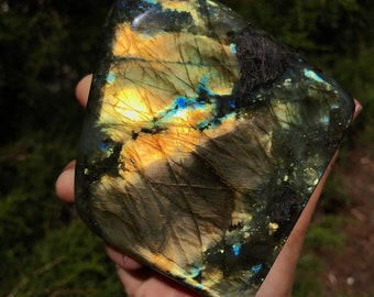 1.7 lbs Large Vibrant & Flashy Labradorite Self Standing Display Piece with Purple Flash  // // Stone - stone gem crystal decor