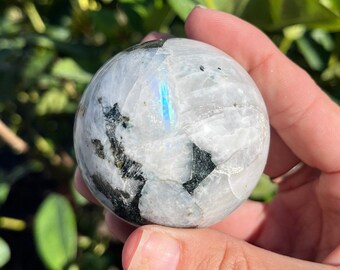 Gorgeous Rainbow Moonstone Sphere with stand // stunning quality shine  // Home Display Piece