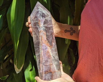 6.2LB Giant Extra Large Purple Banded Fluorite Tower Point Crystal ! XL Display Piece, Stone of Intuition / beautiful home decor /