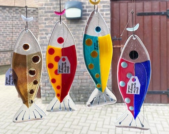 Fused Glass Fab Fish, suncatcher, funky gift, colourful fish, for ocean theme or brilliant bathroom
