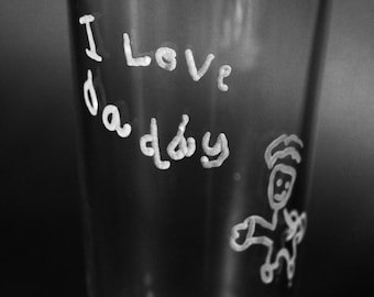 Personalized Hand-Engraved Pint Glass with Child's Drawing