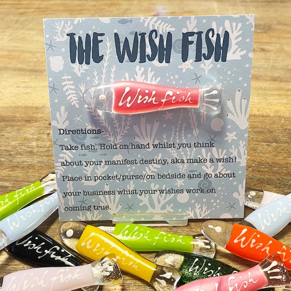 Wish Fish/Lucky Fish, Handmade Fused Glass Bright Colourful Gift, Friend Present, lucky token, Fisherman Charm, Pisces present