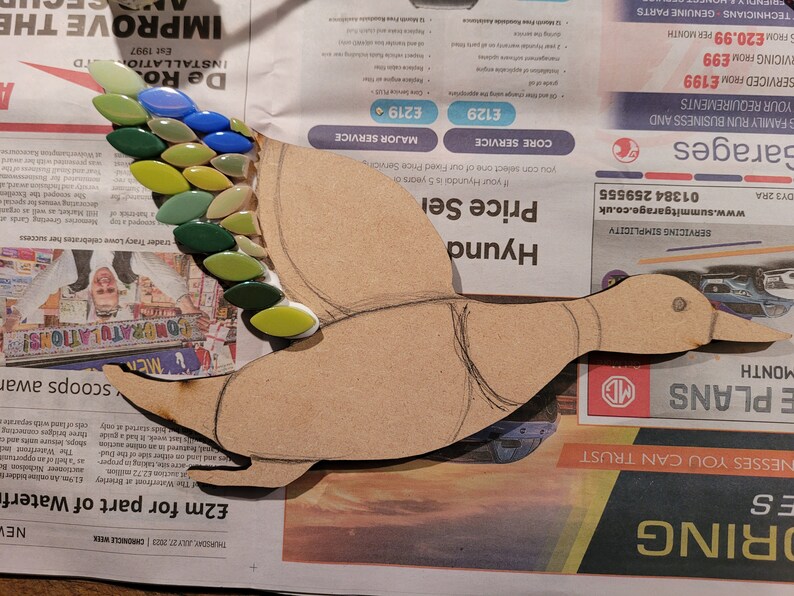 3 flying ducks mosaic KIT. Beginners. Experienced. No cutting. Home made. Wall art. Craft kit. Mosaic kit. Bird lover. Retro decor. image 8