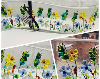 Handmade Fused Glass Spring Flower Daffodil Suncatcher Candle Screen, Spring Flowers, Birthday Gift, Mothers Day gift