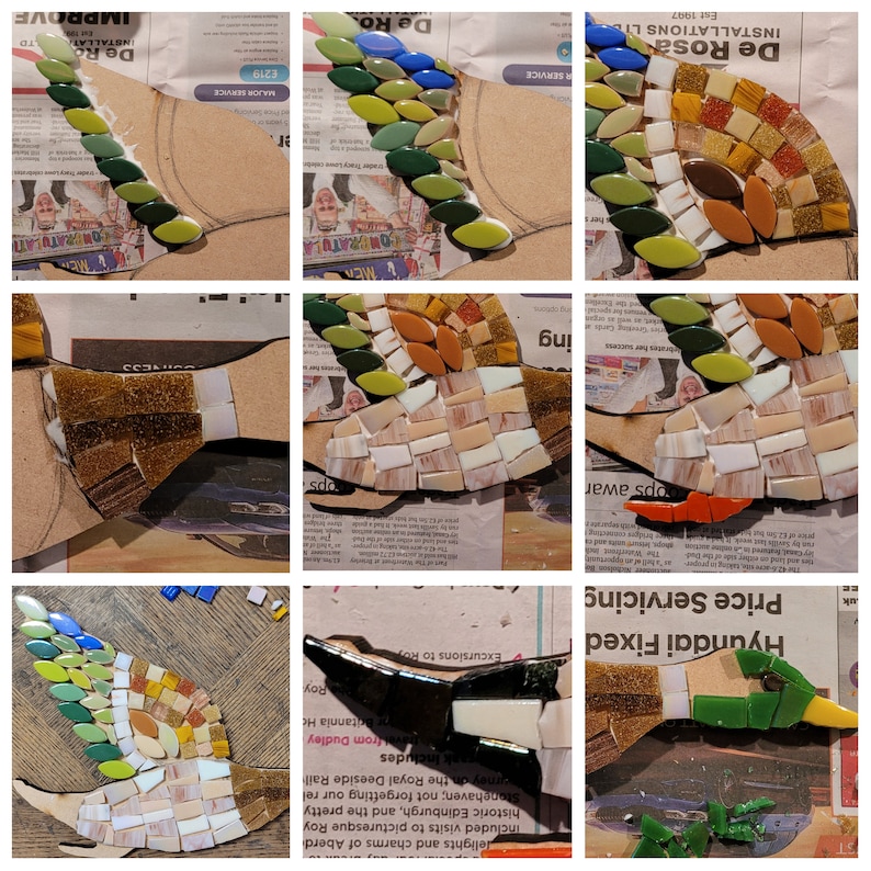 3 flying ducks mosaic KIT. Beginners. Experienced. No cutting. Home made. Wall art. Craft kit. Mosaic kit. Bird lover. Retro decor. image 4