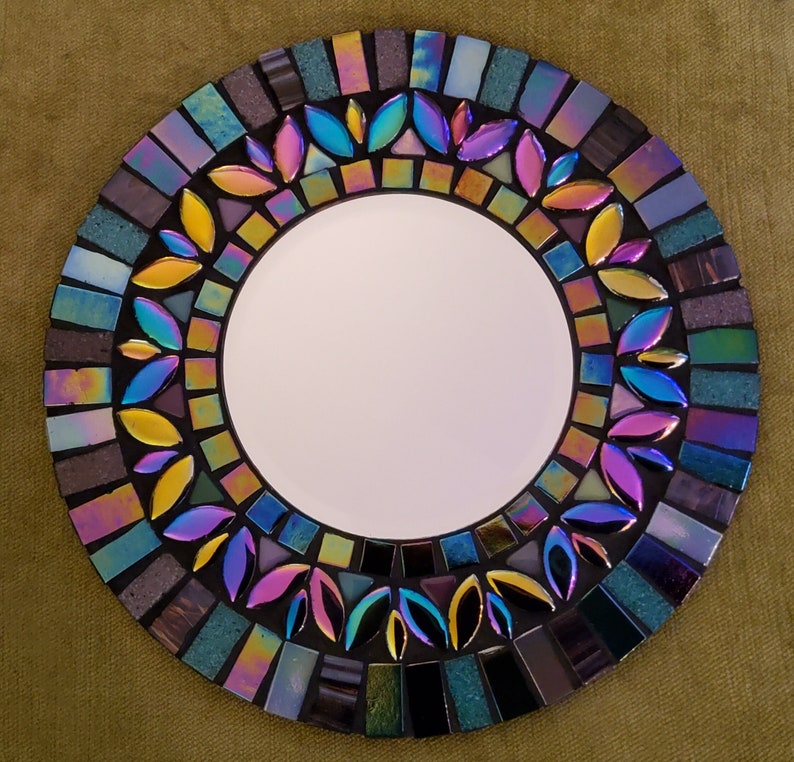 Mini mirror mosaic kit. Deluxe lustre glass bevelled mirror to make at home. Crafty gift. Home decor. image 1