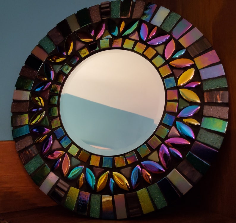 Mini mirror mosaic kit. Deluxe lustre glass bevelled mirror to make at home. Crafty gift. Home decor. image 4