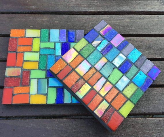 Posavasos de mosaico de vidrio, manualidades de madera para adultos, kit de  posavasos de mosaico de colores mixtos, kit de manualidades para adultos