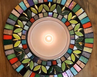 Mosaic mirror/candle plate kit. Craft kit. Suitable for beginners. Home decor.