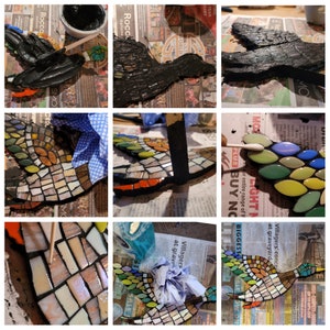 3 flying ducks mosaic KIT. Beginners. Experienced. No cutting. Home made. Wall art. Craft kit. Mosaic kit. Bird lover. Retro decor. image 7