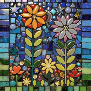 Folkart flower mosaic kit. Suitable for beginners. No cutting. Craft kit. Crafty gift.