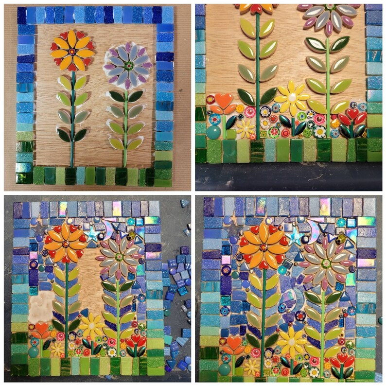 Folkart Flower Mosaic Kit. Suitable for Beginners. No Cutting. Etsy