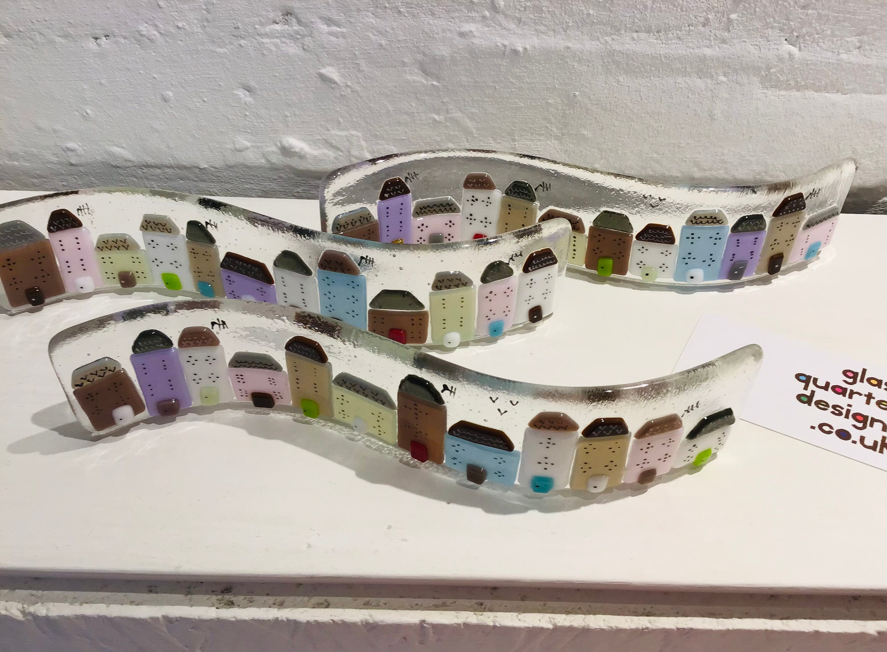 Fused Glass Houses Suncatcher or Candle Screen Handmade Using Etsy UK
