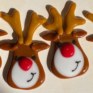 Decoraciones de reno Rudolph de Navidad de vidrio fundido, adornos de árbol de Navidad de nariz roja, diversión peculiar imagen 4