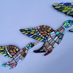 3 flying ducks mosaic KIT. Beginners. Experienced. No cutting. Home made. Wall art. Craft kit. Mosaic kit. Bird lover. Retro decor. image 6