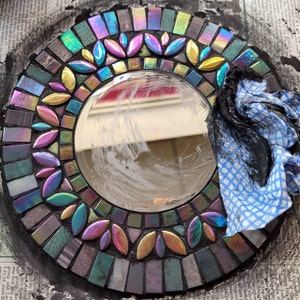 Mini mirror mosaic kit. Deluxe lustre glass bevelled mirror to make at home. Crafty gift. Home decor. image 8