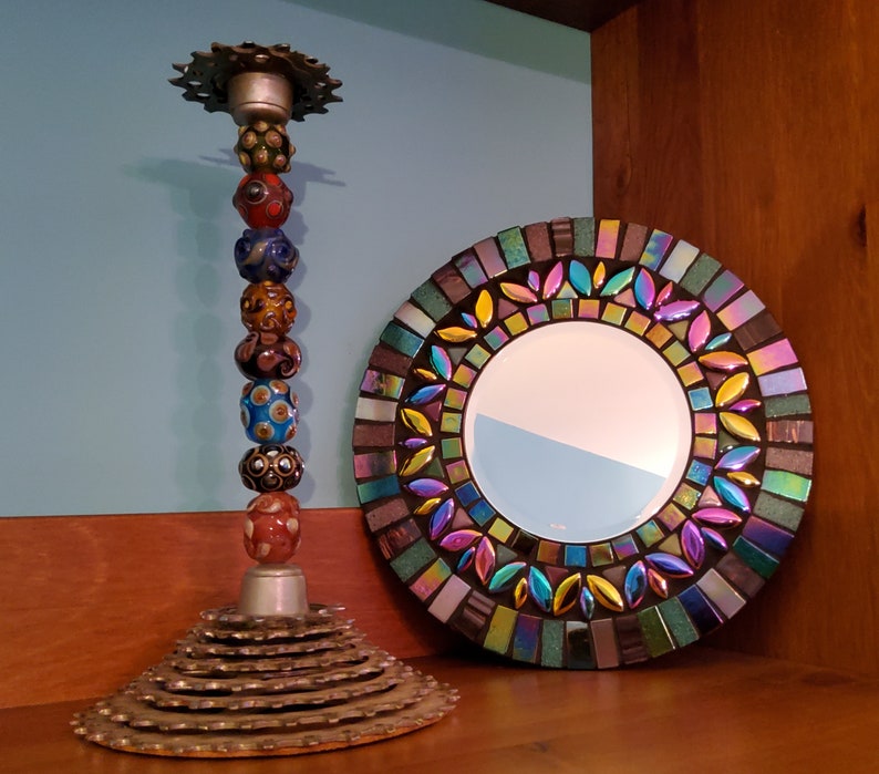 Mini mirror mosaic kit. Deluxe lustre glass bevelled mirror to make at home. Crafty gift. Home decor. image 5