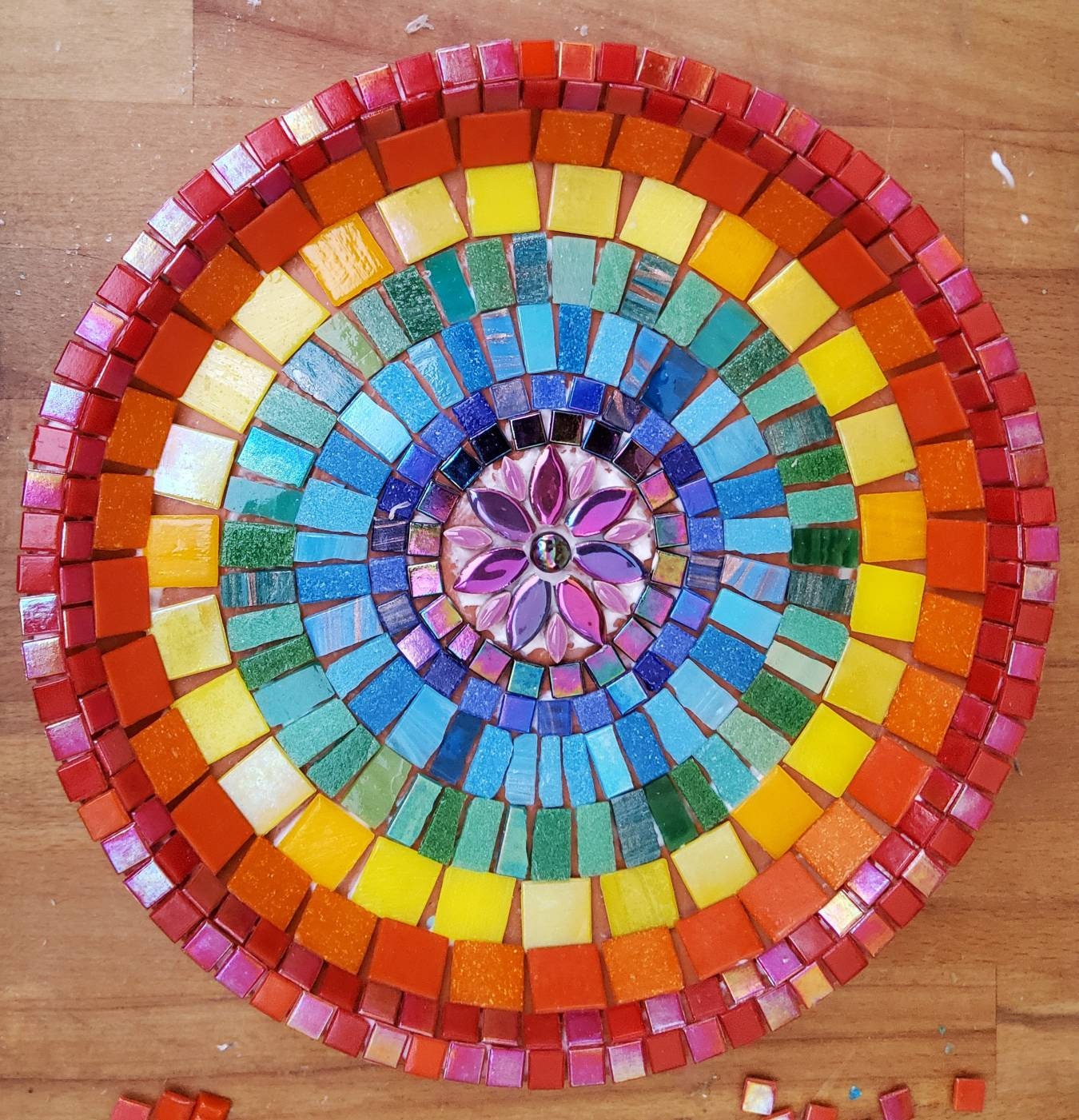 Rainbow birdbath mosaic kit. in a box. Rainbow Etsy