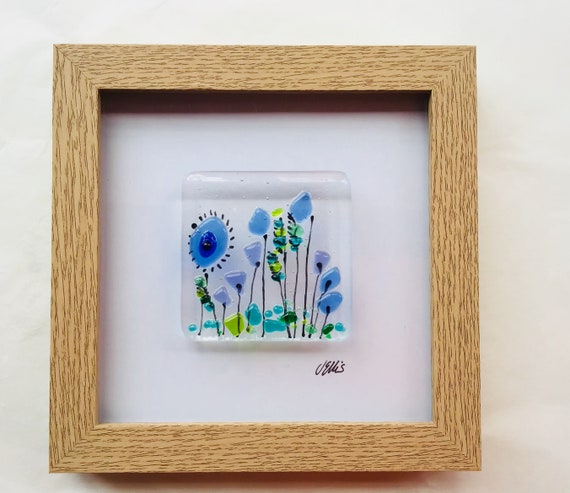 Fused Glass Framed Flower Picture Art Wall - Fused Glass Artwork Wall Fused Glass Framed Flower Picture Art Wall - Fused Glass Artwork Wall
