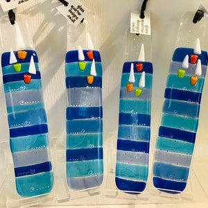Handmade Fused Glass Suncatcher, Boats on the Sea , sailing boat gift, colourful unique gift , Father’s Day gift