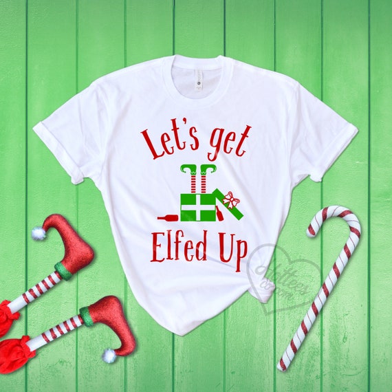 Let/'s Get Elfed Up Sweatshirt Drinking Beer Christmas Xmas Elf Ugly Sweater