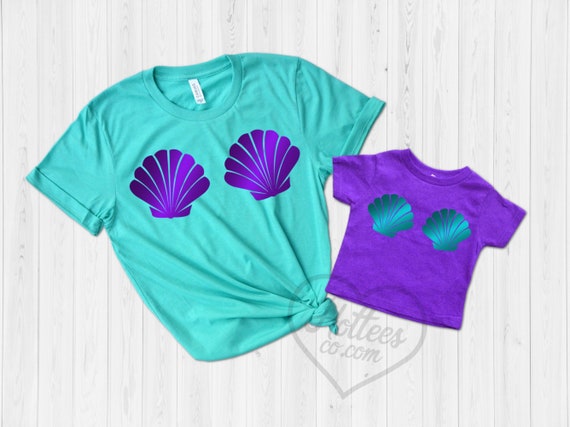 Mermaid Mommy and Me Matching Shirts Little Mermaid Birthday
