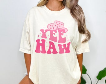 Yea Haw Shirt, Let's Go Girls Shirt, Country Music Shirt, Cow Print Pink Cowgirl Hat Shirt, Retro Nashville Shirt, Western Rodeo Shirt