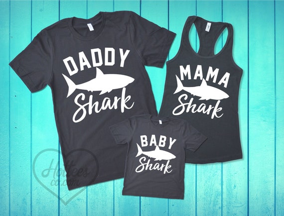 Family Shark Shirts Mama Shark Daddy Shark and Baby Shark | Etsy