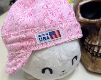 Infant sized PINK Welding Cap - 100% cotton-  pre washed -Made to order- super soft and comfortable Add embroidery