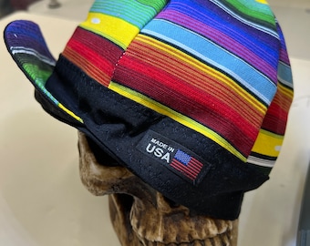 Ready to Ship! 6 7/8 Short- Serape - Old School Style - reversible - pre washed- 100% Cotton Welding Cap