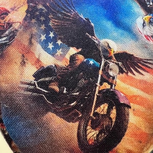 RIDE FREE - Eagles and Motorcycles - Royal Blue accent fabric- Reversible - 100% cotton- pre washed - soft and durable- Made to order