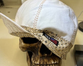 White Bandana Banders - TAN Bandana - decorative stitching will vary -  made to order - reversible- pre washed- soft and durable cotton