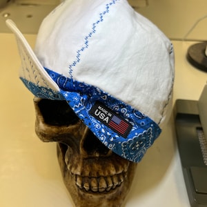 White Bandana Banders - Royal Blue - decorative stitching will vary -  made to order -reversible- pre washed- soft and durable cotton fabric