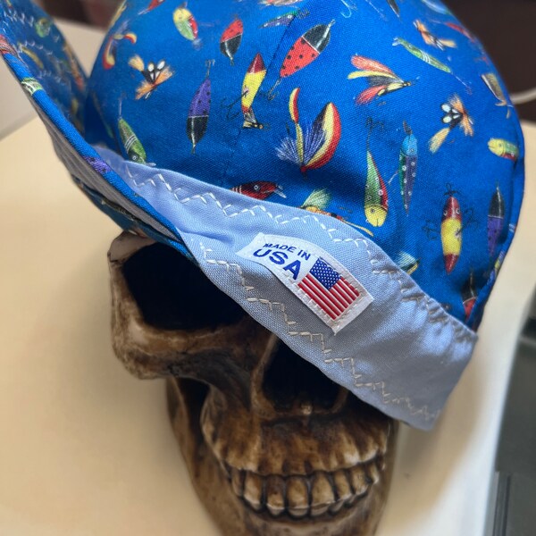 Gone Fishing -limited edition - super soft and comfortable- 100% Cotton Welding Cap - reversible- made to order