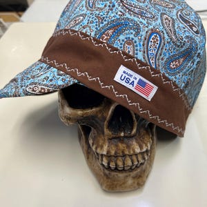 Blue paisley with chocolate brown 100% cotton - made to order-  reversible- pre washed- Incredibly soft and durable cotton